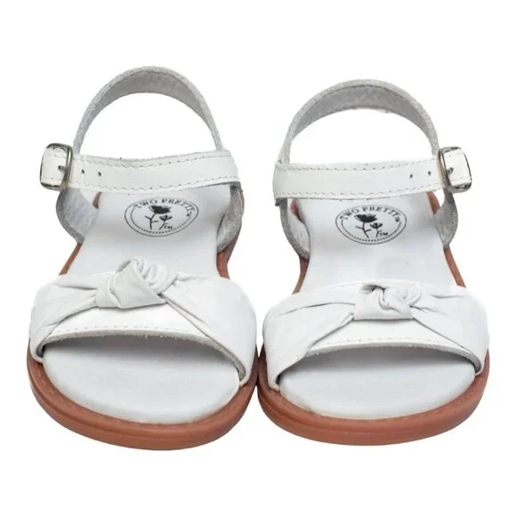 Two Pretty Handcrafted White Leather Knot Sandal - Picture 2 of 7